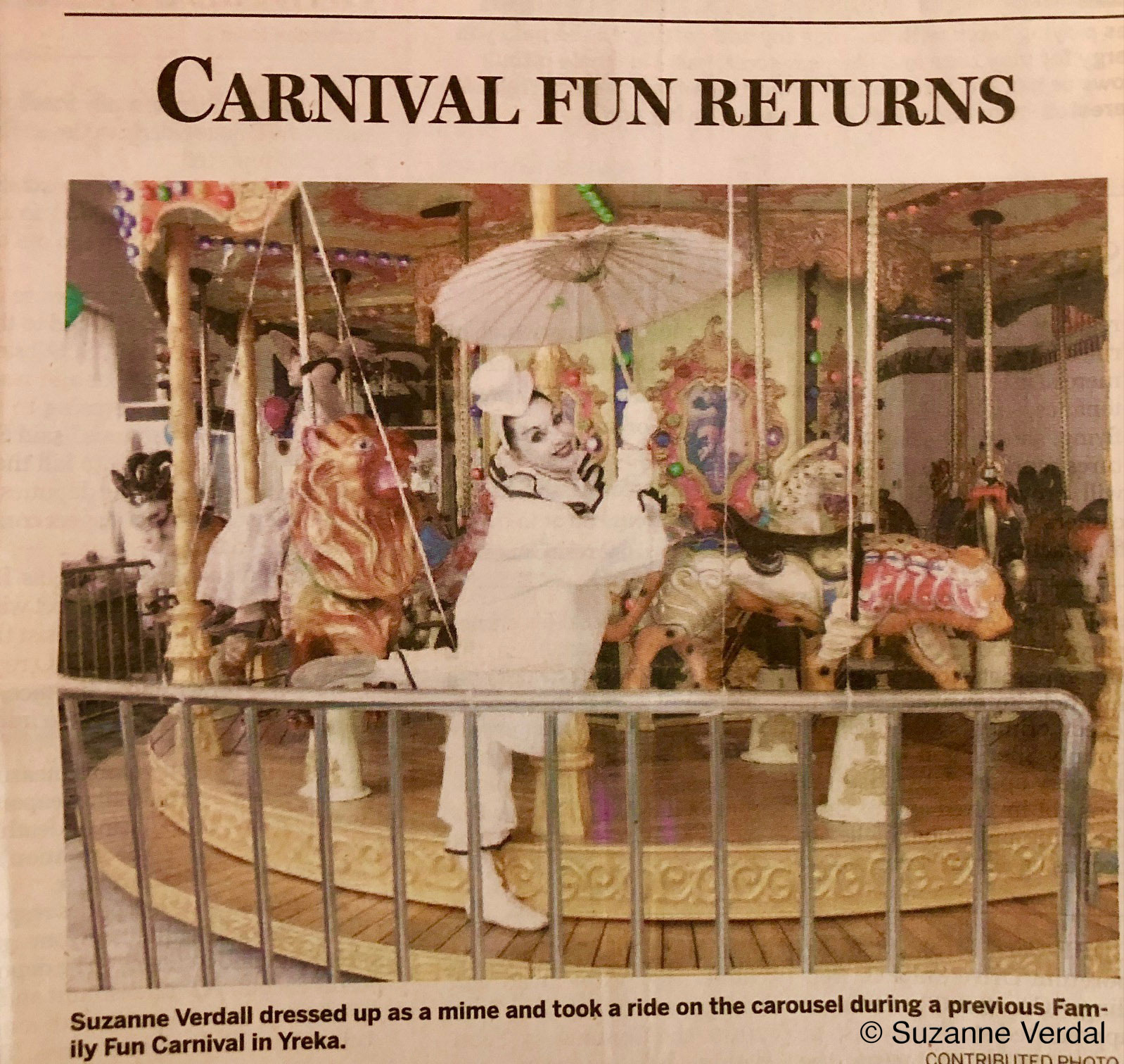 Suzanne Verdal performs at a carnival